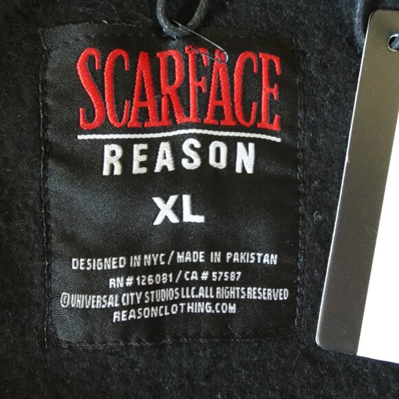 Scarface Full Zip Hoodie Men's Size XL Black White Tony Montana Mobster Jacket - Picture 7 of 11